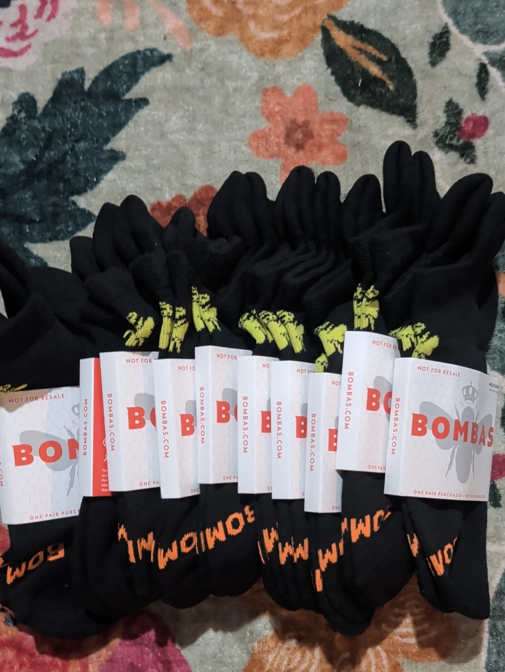 10 Pack Bombas Black Ankle Socks Size Medium